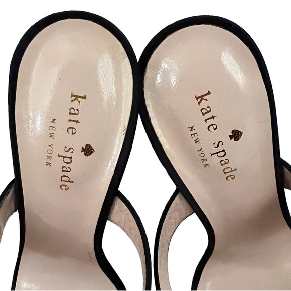 Kate Spade Vero Cuoio Black Satin Rhinestone Buckle Slide Sandals Stiletto Heel - Picture 5 of 7